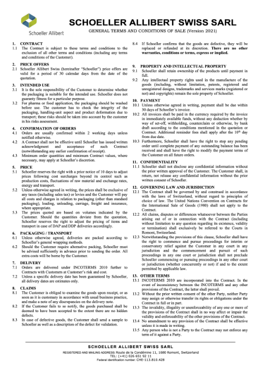 Conditions of Sales